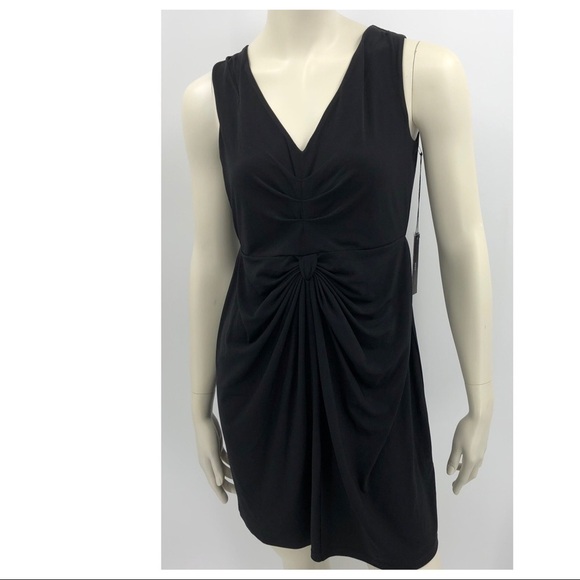 New BCBGMAXAZRIA Women’s M Black Party Draped Sheath Sleeveless Dress RN# 86297 - Picture 3 of 9